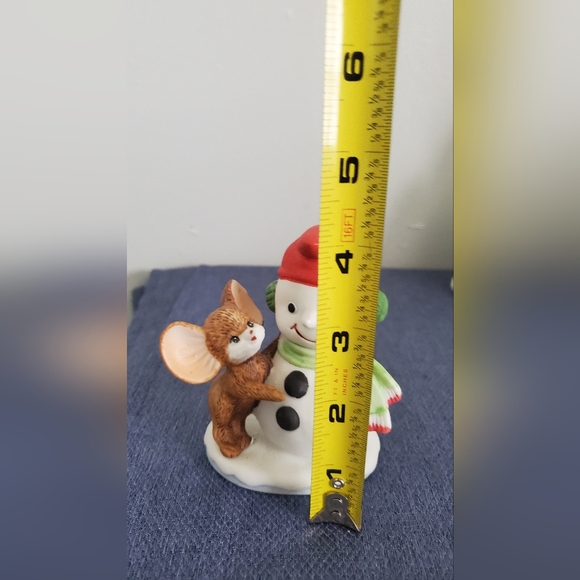 Vintage 1980s Homco Set Two Christmas Mouse Ceramic Figurines #8905 Cute Mousie - Picture 4 of 4